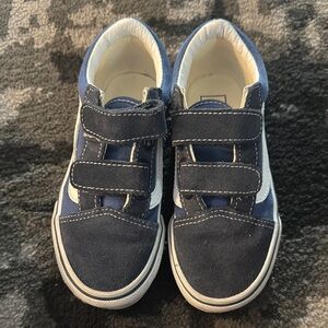 Kids Blue Velcro Vans Sneakers